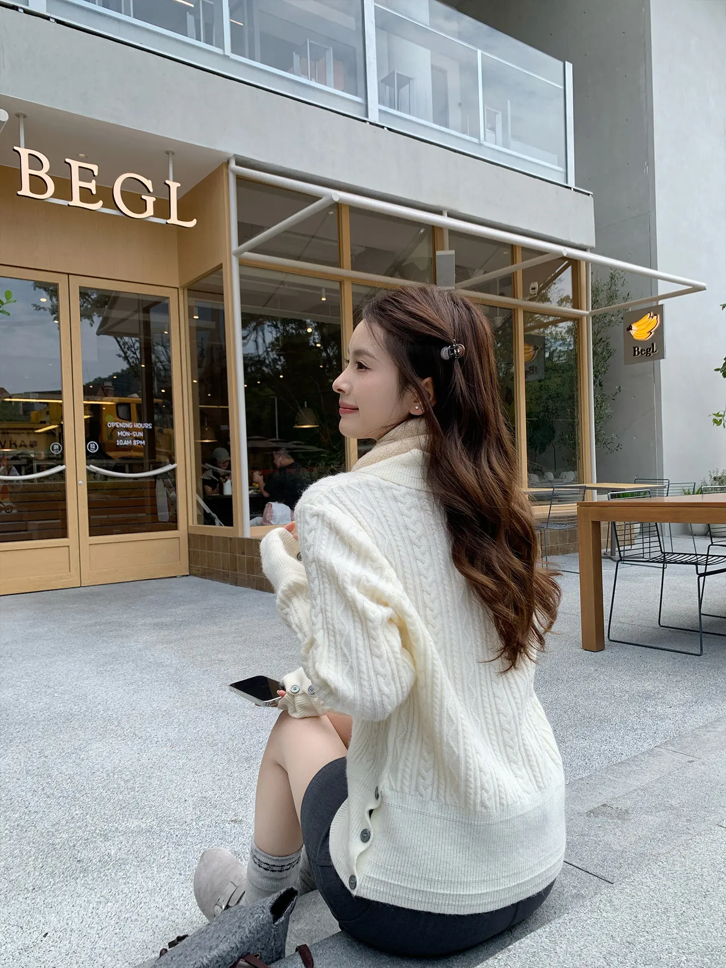 프레피 폴드 칼라 꽈배기 니트 상세 이미지 12
