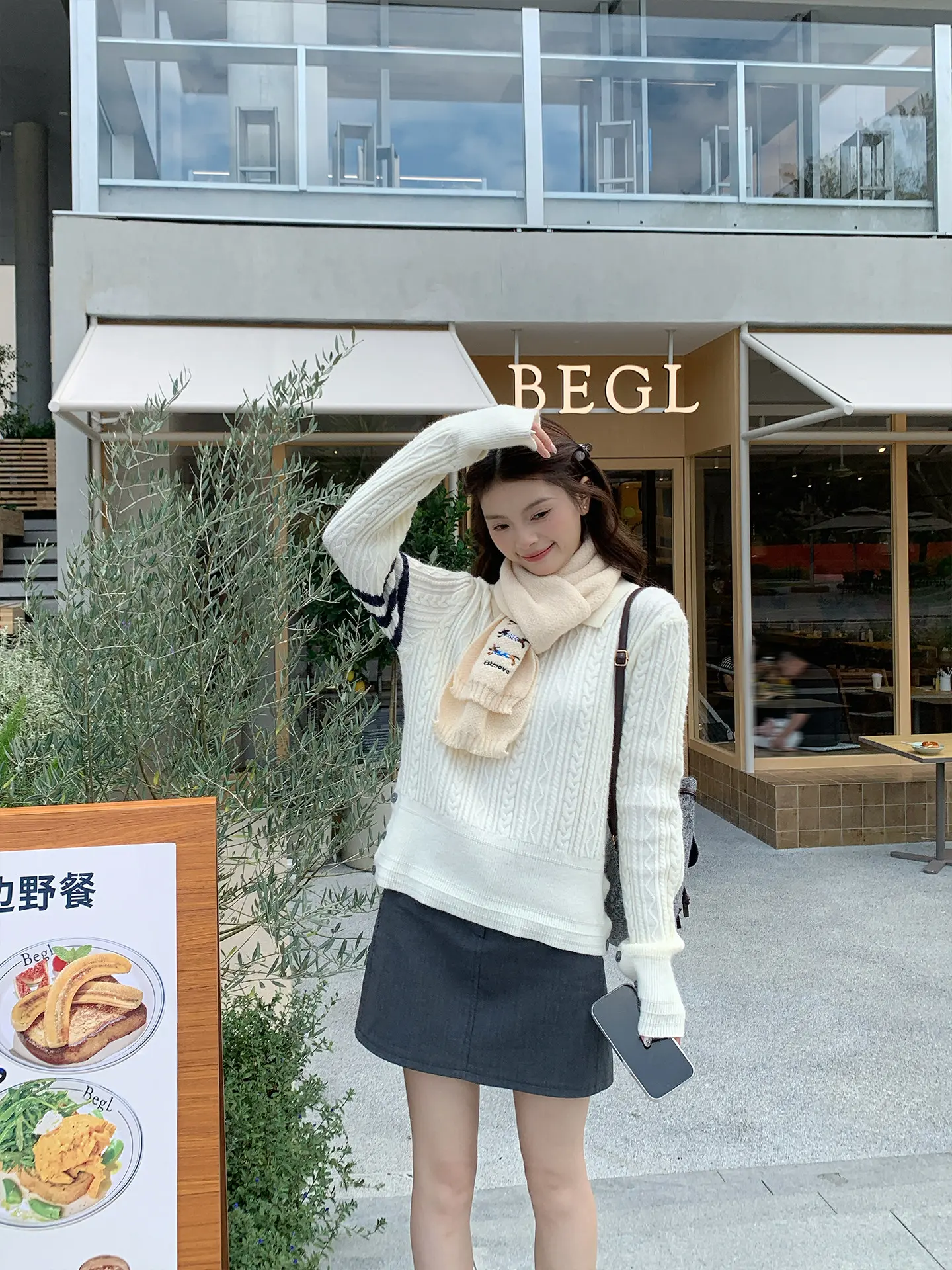 프레피 폴드 칼라 꽈배기 니트 상세 이미지 20
