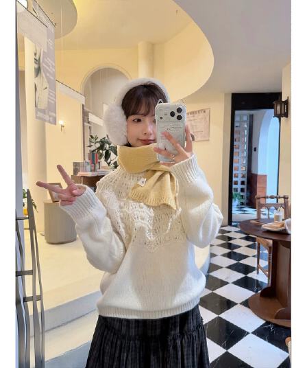 momoor 첫 눈 전체 양모 3 차원 수공 털 공 풀오버 루즈핏 니트 만나는 스웨터 여자