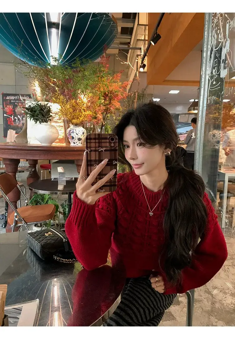 프랑스풍 입체 자수 레이스 니트 상세 이미지 6