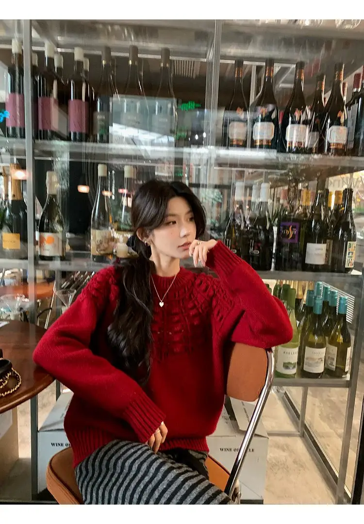 프랑스풍 입체 자수 레이스 니트 상세 이미지 8