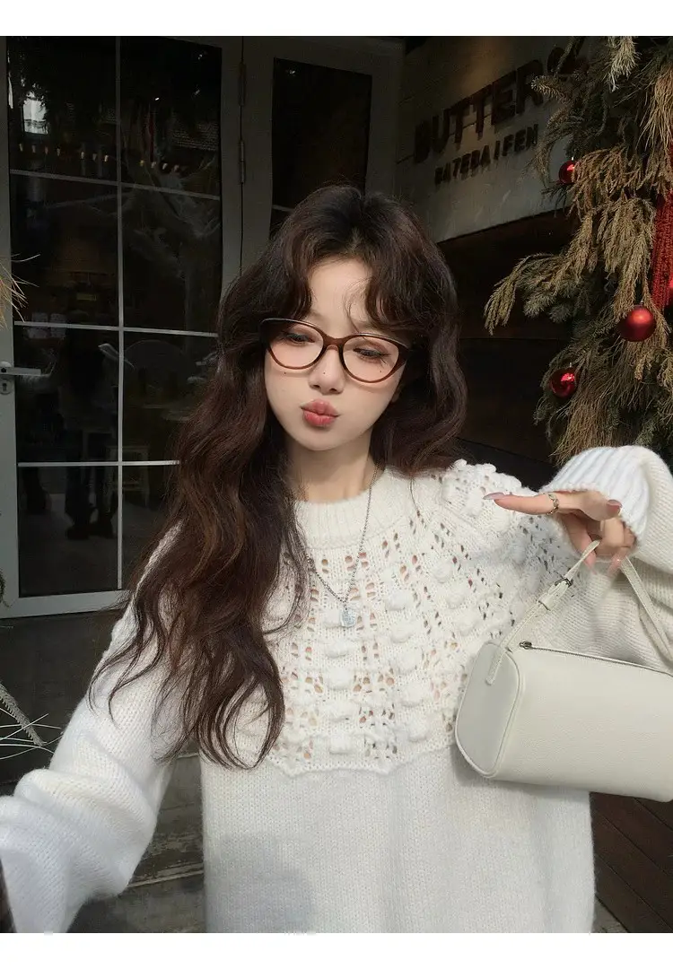 프랑스풍 입체 자수 레이스 니트 상세 이미지 9