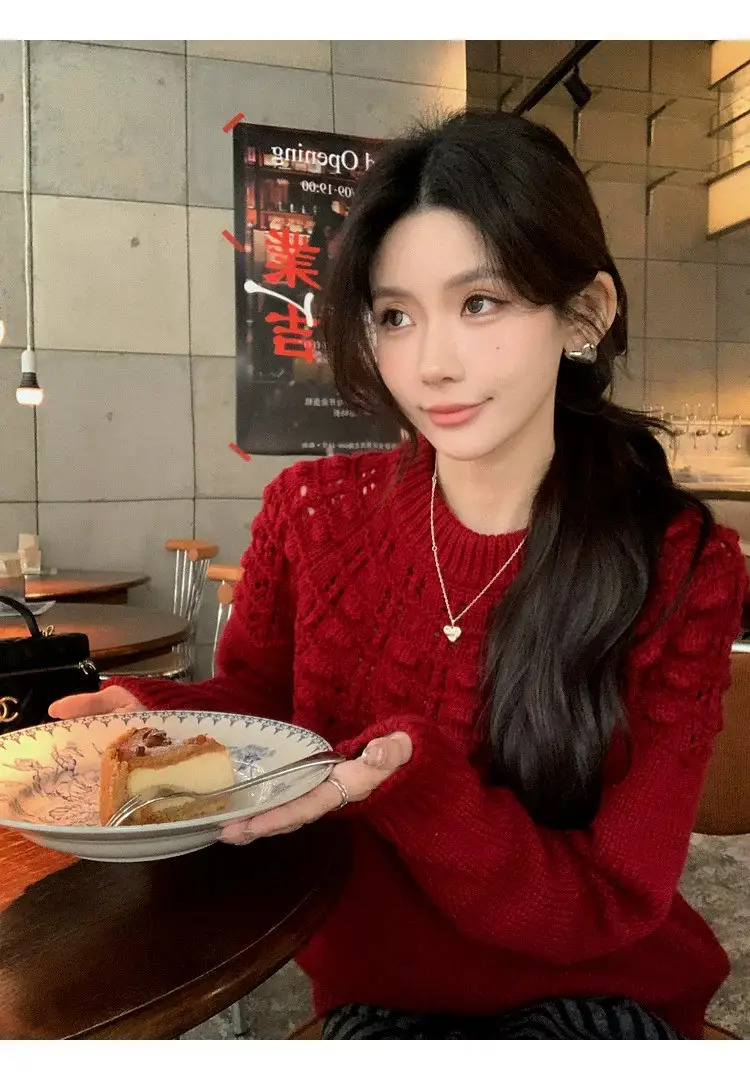 프랑스풍 입체 자수 레이스 니트 상세 이미지 21
