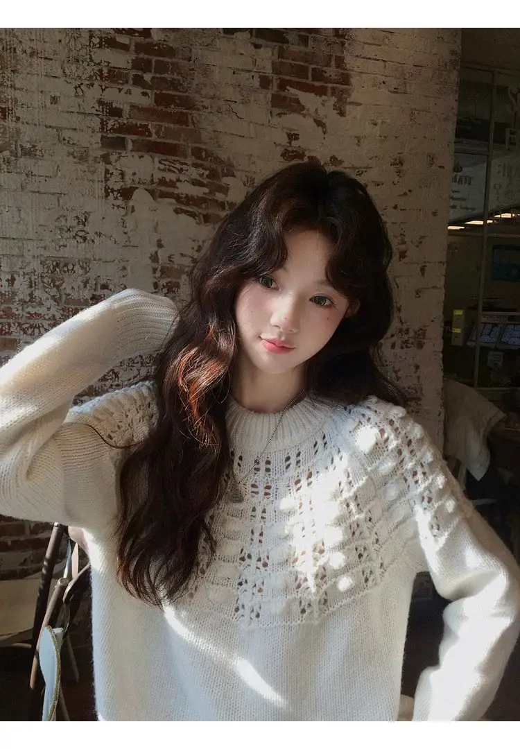프랑스풍 입체 자수 레이스 니트 상세 이미지 24