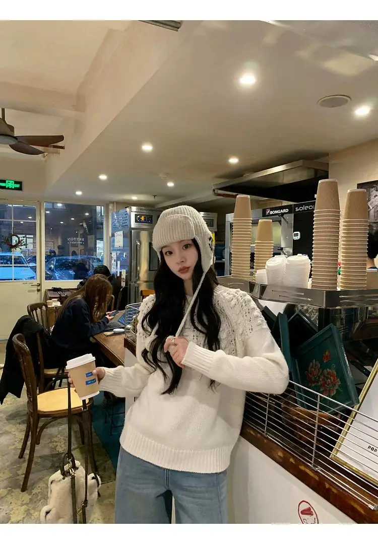 프랑스풍 입체 자수 레이스 니트 상세 이미지 33