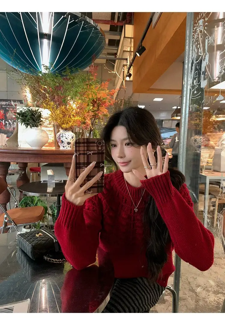 프랑스풍 입체 자수 레이스 니트 상세 이미지 42