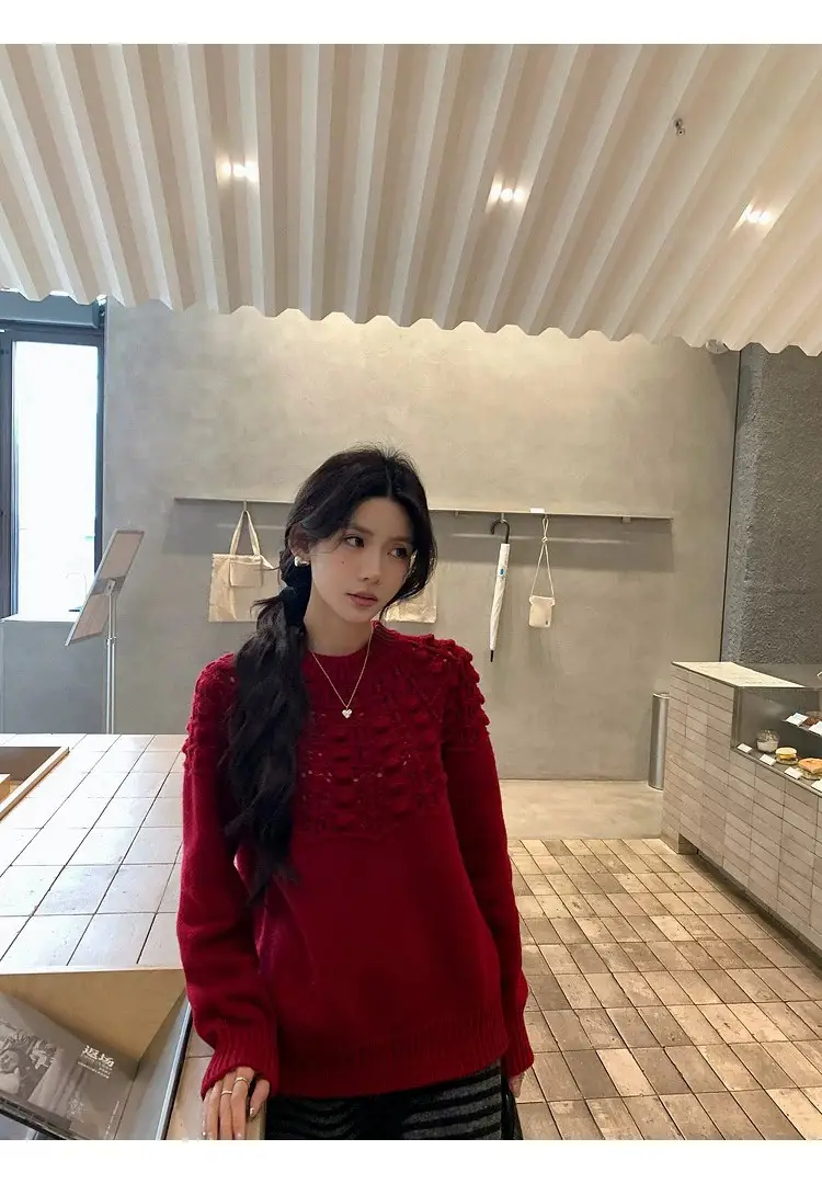 프랑스풍 입체 자수 레이스 니트 상세 이미지 44