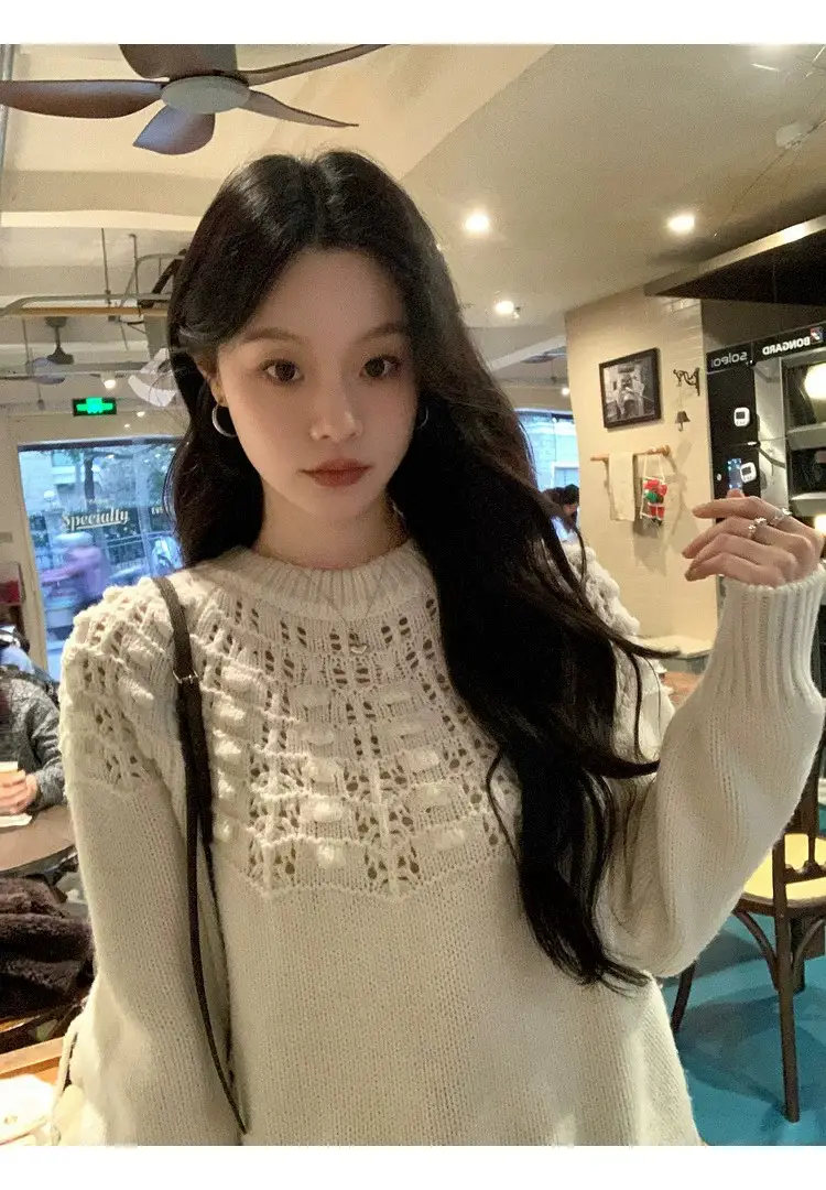프랑스풍 입체 자수 레이스 니트 상세 이미지 46