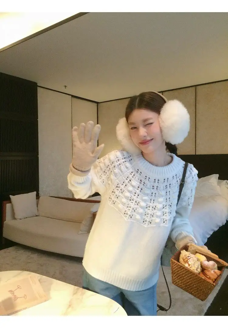 프랑스풍 입체 자수 레이스 니트 상세 이미지 47