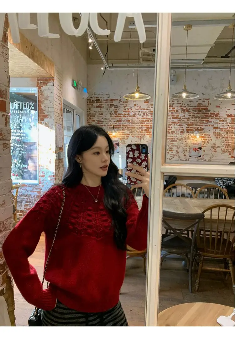 프랑스풍 입체 자수 레이스 니트 상세 이미지 51