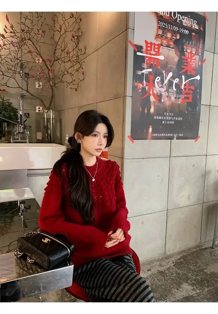 프랑스풍 입체 자수 레이스 니트 상세 이미지 52