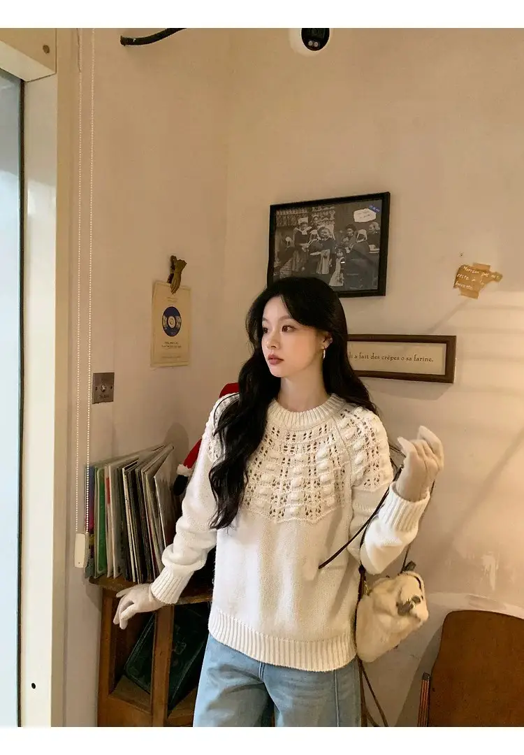 프랑스풍 입체 자수 레이스 니트 상세 이미지 56