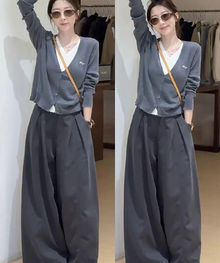 가을 새로운 배색 페이크 레이어드 니트 오픈 가디건 맨위 한 부서 chic 슈퍼 잘 생긴 얇은 스웨터 긴팔 V넥 티셔츠