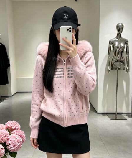 공정한 섬 후드 모피 칼라 지퍼 스웨터 여성 코트 가을 겨울 새로운 레트로 품격 두꺼운 쇼트 스타일 니트 오픈 가디건