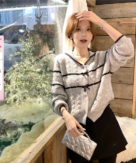 성 인사이드 ~ 중 소녀 겨울 고급 센스 패션 꽈배기 니트 오픈 가디건 여성 코트 두꺼운
