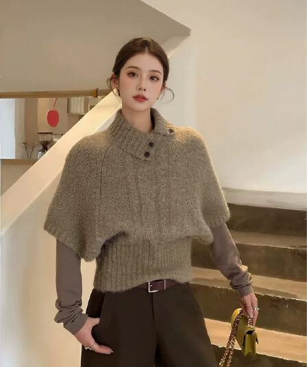 2026 새로운 스웨터 부유 한 가족 천 골드 miu 부서 착용 가져 가라. 폴로 칼라 중간 소매 니트 스웨터 다용도