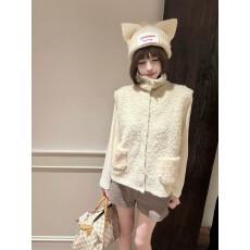 批发无袖立领羊毛针织马甲女小个子秋冬外搭叠穿背心