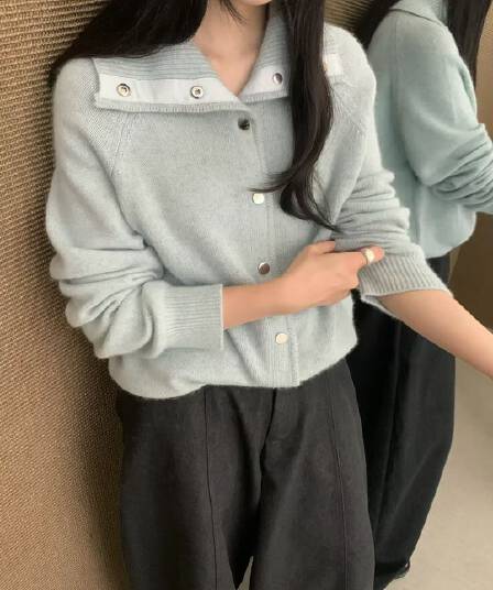 터틀넥 스웨터 여성 코트 오픈 가디건 가을 겨울철 루즈핏 두꺼운 폴로 칼라 슈퍼 잘 생긴 니트 스웨터 맨위