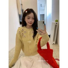 批发大码2026<b class='q'>夏</b>季外套女甜美宽松针织开衫蓝色立体花朵绞花毛衣上衣