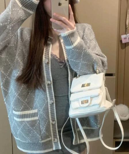 새로운 봄 가을 한국 스타일 스웨터 오픈 가디건 여성 싱글 단추 작은 대중 느긋한 바람 작은 키 재킷 니트 맨위