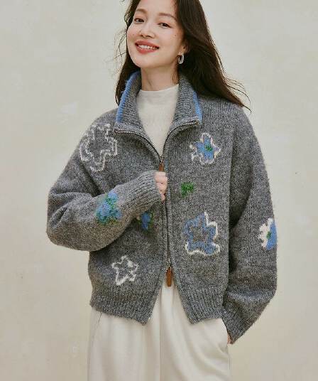 음과 남자 부드러운 찹쌀 터틀넥 자카드 양모 플리스 재킷 2026 가을 여성 의류 새로운 더블 머리 지퍼 보온 맨위