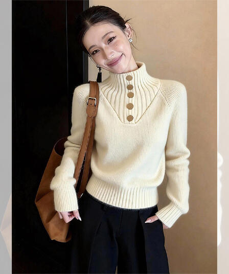 자이언트 잘 생긴 신년 빨간색 반하이넥 니트 스웨터 여성 가을 겨울 고급 센스 인사이드 가져 가라. 기본 셔츠 스웨터 쇼트 스타일 맨위