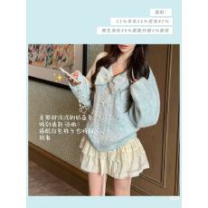 批发韩系V领麻花蝴蝶结长袖针织衫女秋冬<b class='q'>大码</b>胖mm高级感减龄毛衣上衣