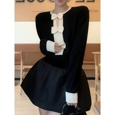 批发<b class='q'>针织衫</b>女圆领长袖蝴蝶结收腰显瘦百搭2025秋冬新款打底衫