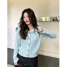 批发巨好看早秋开衫<b class='q'>针织衫</b>女2026新款海军领羊毛衫高腰披肩毛衣短外套