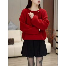 批发女款圆领套头毛衣<b class='q'>针织衫</b>不挑人洋气原创设计感潮可爱