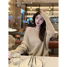 批发斜领露肩打底针织衫女内搭早<b class='q'>春</b>绝美巨好看的叠穿上衣两件套