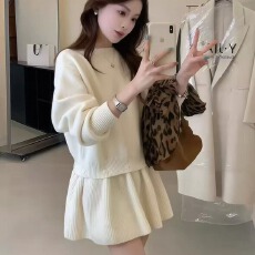 批发韩系甜酷少女纯欲一字肩连衣裙子早秋季新款绝美漂亮出片穿搭<b class='q'>套装</b>