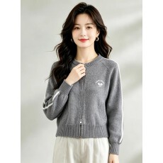批发时尚<b class='q'>韩版</b>针织开衫外套女2026秋冬新款圆领刺绣百搭<b class='q'>毛衣</b>