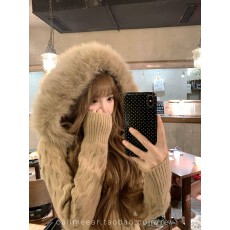 批发连帽可拆卸针织开衫毛衣外套秋冬新款秋装巨好看上衣女装