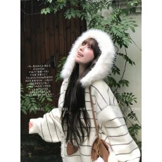 批发连帽加厚毛衣外套女秋冬松弛感中<b class='q'>长款</b>毛领<b class='q'>针织</b>衫<b class='q'>开衫</b>上衣