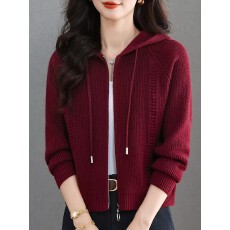 批发羊毛衫女开衫2026秋冬款<b class='q'>妈妈装</b>毛针织拉链连帽<b class='q'>外套</b>