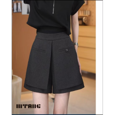 批发MTANG蜜糖女士新款高腰百搭休闲显腿长碳灰色短裤