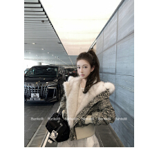 批发板栗可可Bankelili'曼城旧事'90白鸭绒连帽大毛领斜拉链羽绒外套