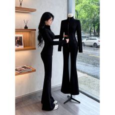 批发跑步<b class='q'>运动服</b>套装女2025新款秋季<b class='q'>韩版</b>高级感瑜伽服长袖微喇裤两件套