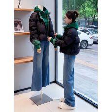 批发设计感绿色羽绒棉服女<b class='q'>短</b>款冬季2025新款小个子韩系面包服加厚外套