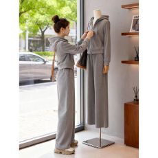 批发<b class='q'>休闲</b>运动时尚加绒加厚卫衣阔腿裤深秋初冬<b class='q'>套装</b>女2025秋冬季两件套