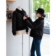 批发小香风羽绒棉服女款<b class='q'>短</b>款2025年新款宽松翻领压胶加厚保暖冬季外套