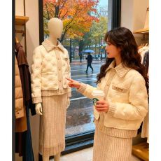 批发小香风羽绒棉服女款<b class='q'>短</b>款2025年新款宽松翻领压胶加厚保暖冬季外套