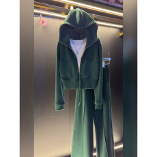 批发洋气减龄绿色休闲运动风套装女2025秋冬新款连唱卫衣<b class='q'>裤</b>子两件套女