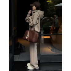 批发高级感网红<b class='q'>秋</b>冬加绒加厚卫衣套装女休闲显瘦复古连帽运动服两件套