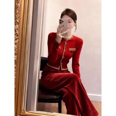 批发富家千金冬<b class='q'>装</b>小香风减龄<b class='q'>气质</b>藏青色针织衫毛衣灯芯绒阔腿<b class='q'>裤</b><b class='q'>套装</b>女