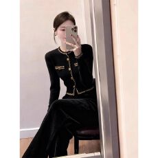 批发富家千金冬<b class='q'>装</b>小香风减龄<b class='q'>气质</b>藏青色针织衫毛衣灯芯绒阔腿<b class='q'>裤</b><b class='q'>套装</b>女