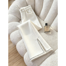 批发白色微喇<b class='q'>裤</b>子女2025新款今年流行爆款小香风御姐<b class='q'>气质</b>高腰显瘦长<b class='q'>裤</b>