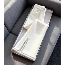 批发白色微喇<b class='q'>裤</b>子女2025新款今年流行爆款小香风御姐<b class='q'>气质</b>高腰显瘦长<b class='q'>裤</b>