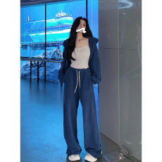 批发高级感<b class='q'>秋</b>冬加厚卫衣套装女休闲显瘦摇粒绒连帽运动服两件套潮